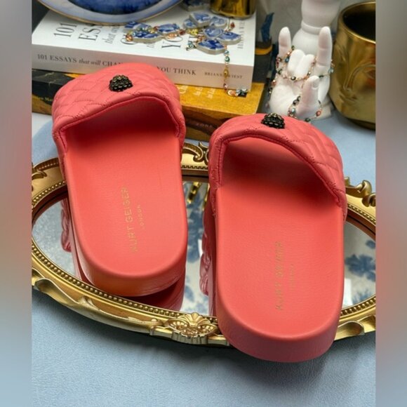 🆕 KURT GEIGER LONDON 🧿 NWOT Meena Eagle Quilted Slide, Salmon - Sz 40 US 9 - Picture 9 of 12